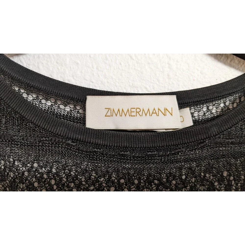 ZIMMERMANN Wonderland Ruffle Trim Black Knit Viscose Frill Top Size 0/4